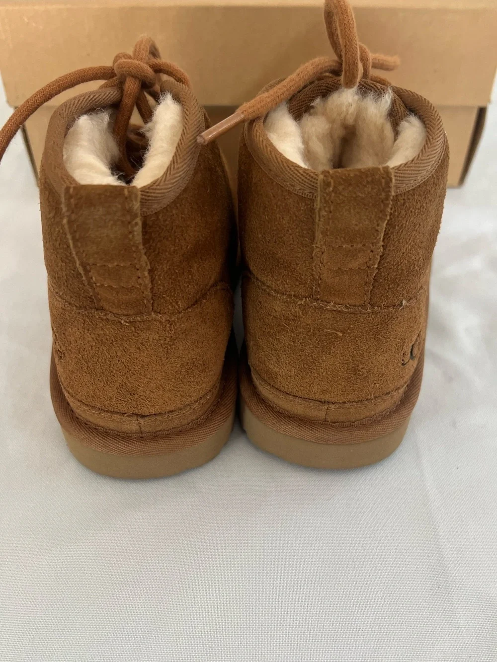 UGG Kids Chestnut Brown Suede Lace-Up Boots